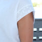 Juniors' Kimberly Eyelet Crossover Back S/S Top (White)