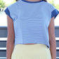 Juniors' Kimberly Crossover Back Striped S/S Top