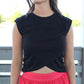 Juniors' Kimberly Cross Front Knit S/S Top