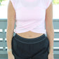 Juniors' Kimberly Cross Front Knit S/S Top