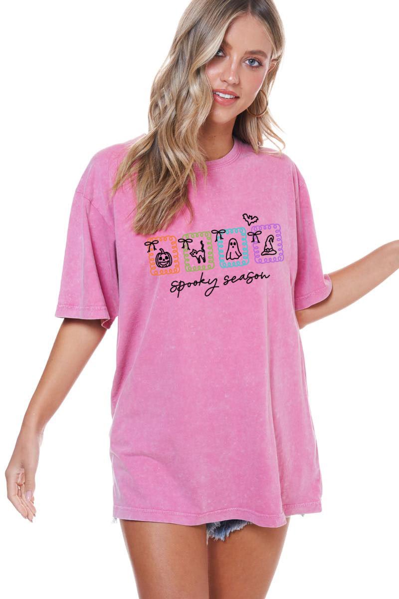 Puff Halloween Stamps Oversized S/S Tee (Pink)
