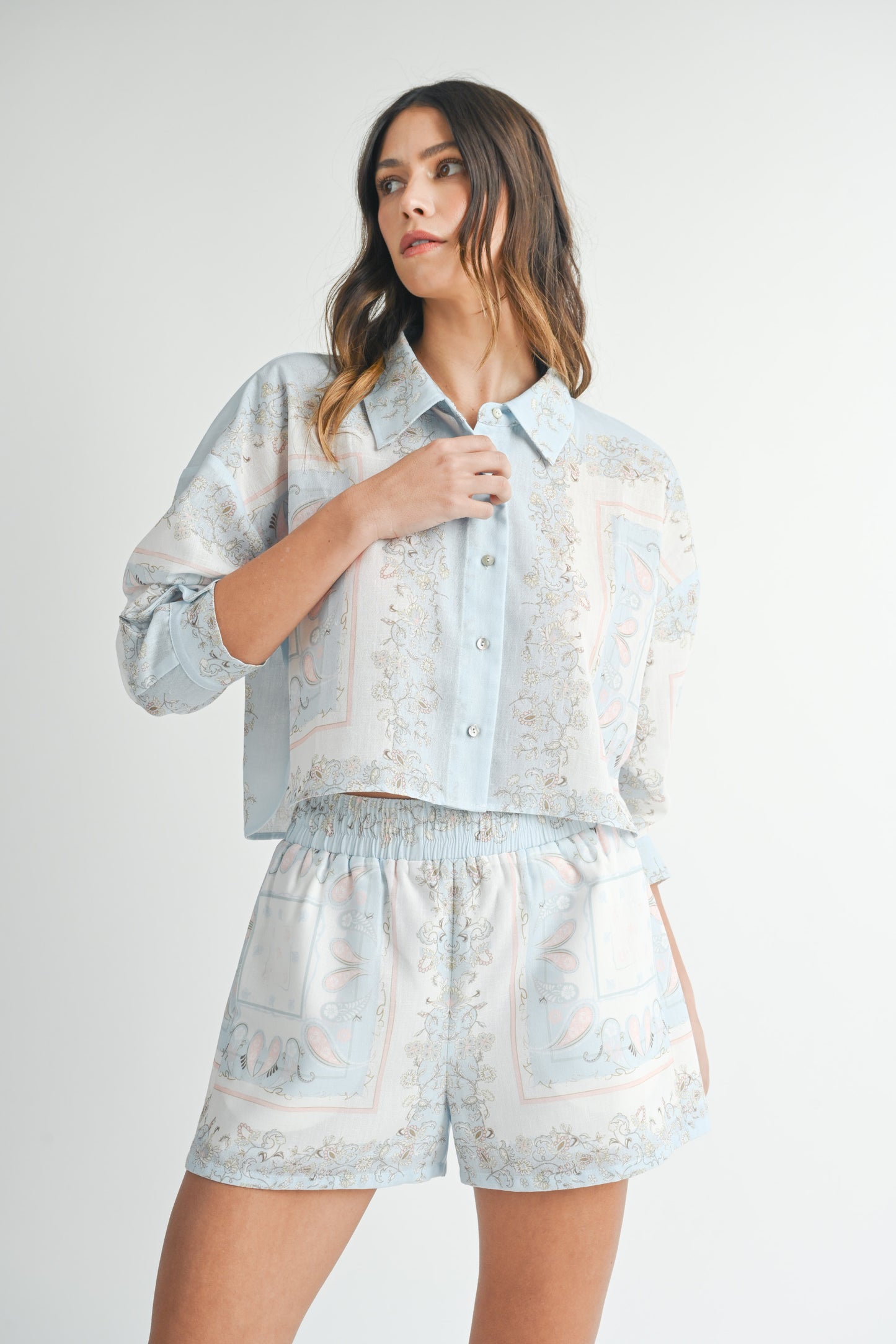 Paisley Button Down Top Blue (Top Only)