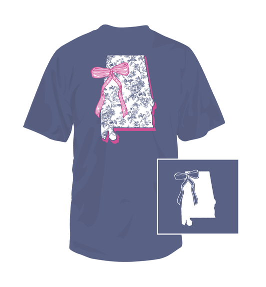 Comfort Color AL State W/Bow S/S Tee (Blue Jean)