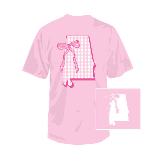 Women's Southern Fried Cotton AL State Gingham Bow S/S