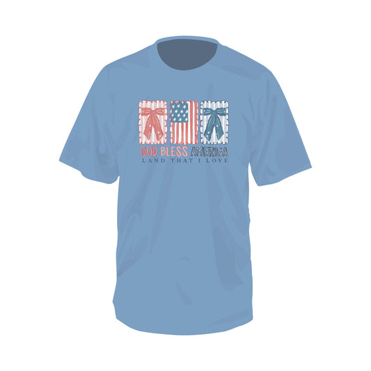 Juniors' Southern Fried Cotton God Bless America S/S (Washed Denim)
