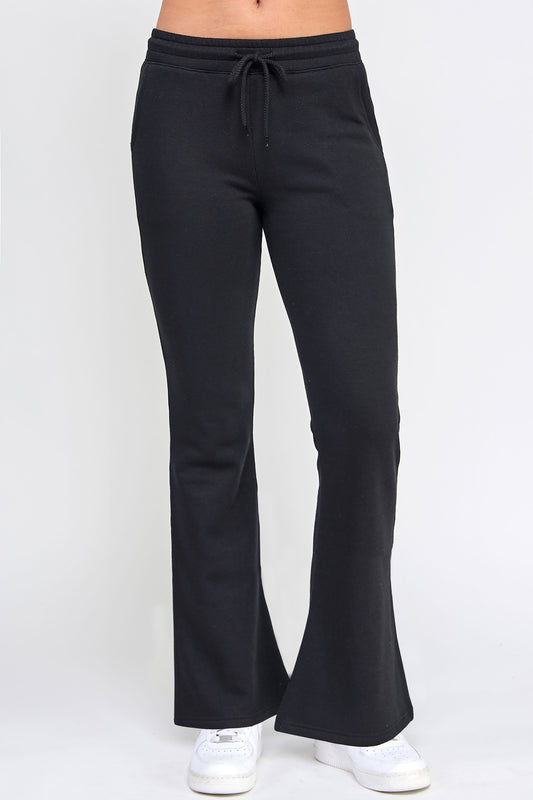 Fleece Elasticized Waist Flare Leg Jogger W/Pocket