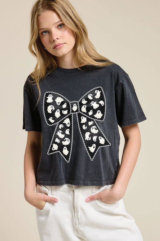 Puff Ghost Lace Bow S/S Tee (Black)