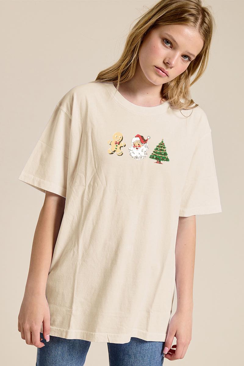 Juniors' Christmas Trio Tee (Bone)