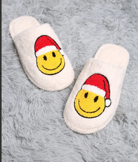 Smiley Santa Christmas Slippers