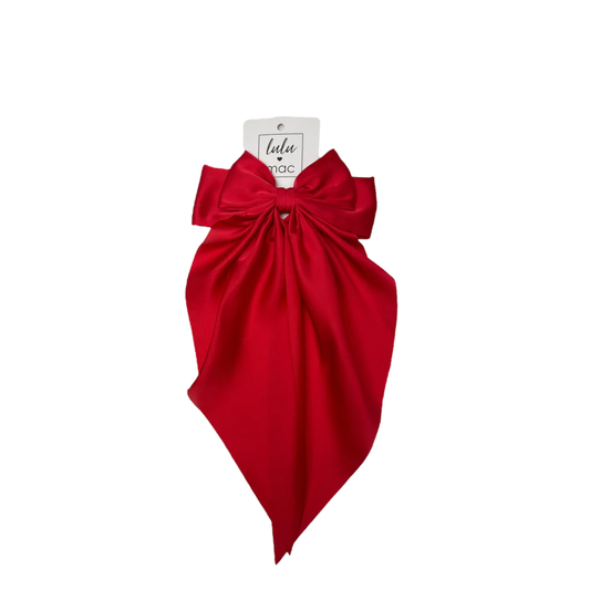 Large Satin Hair Bow (Red)