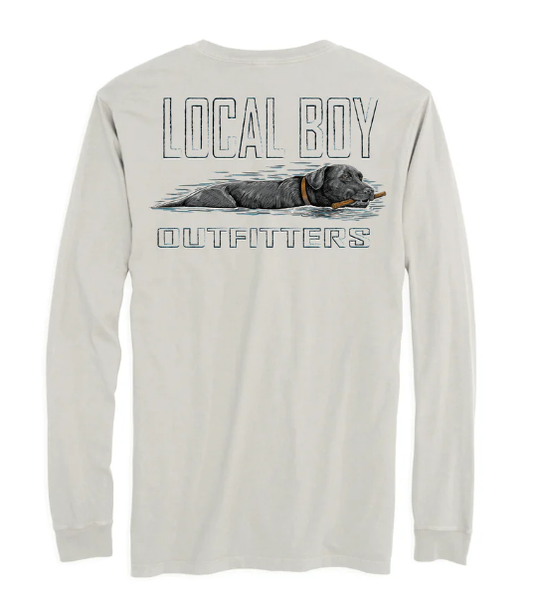 Youth Local Boy Fetch Black Lab L/S Tee (Silver)