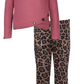 Girls Animal Print Pant/Button Top Set (Brown)