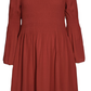 Girls Pleated Crepe Dress (Rust)