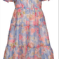 Girls Mona Tiered Chiffon Dress (Cornflower Blue)