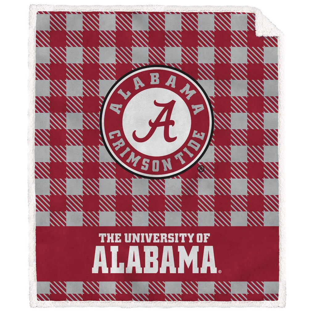 Alabama Crimson Tide Buffalo Check Sherpa Blanket (50" x 60")