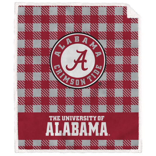 Alabama Crimson Tide Buffalo Check Sherpa Blanket (50" x 60")