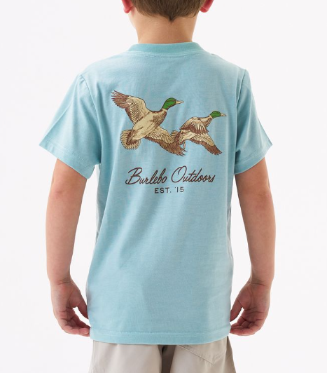 Burlebo Boys Flying Mallards T-Shirt (Heather Sky Blue)