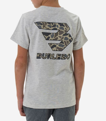 Burlebo Boys Flying B Deer Camo T-Shirt (Heather Ash Grey)