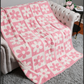 ComfyLuxe Daisy & Checkered Pattern Luxury Soft Throw Blanket (Pink)