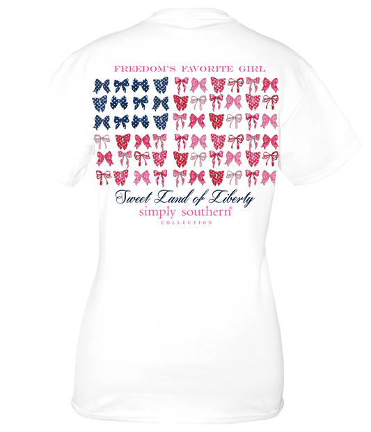 Ladies Simply Southern Bow Flag S/S White