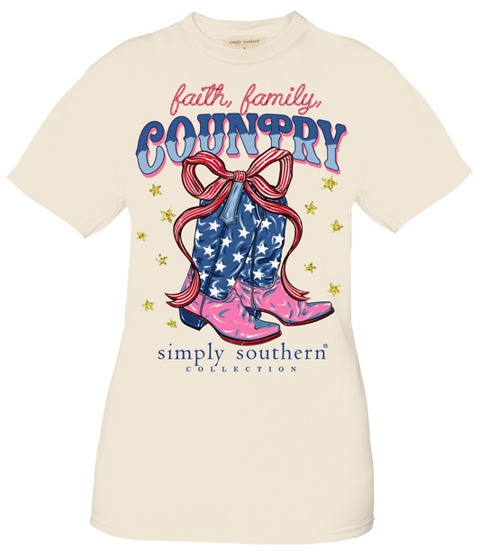 Ladies Simply Southern Fatith, Family, Country S/S Wisp