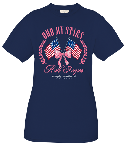 Ladies Simply Southern Stars & Stripes S/S Navy