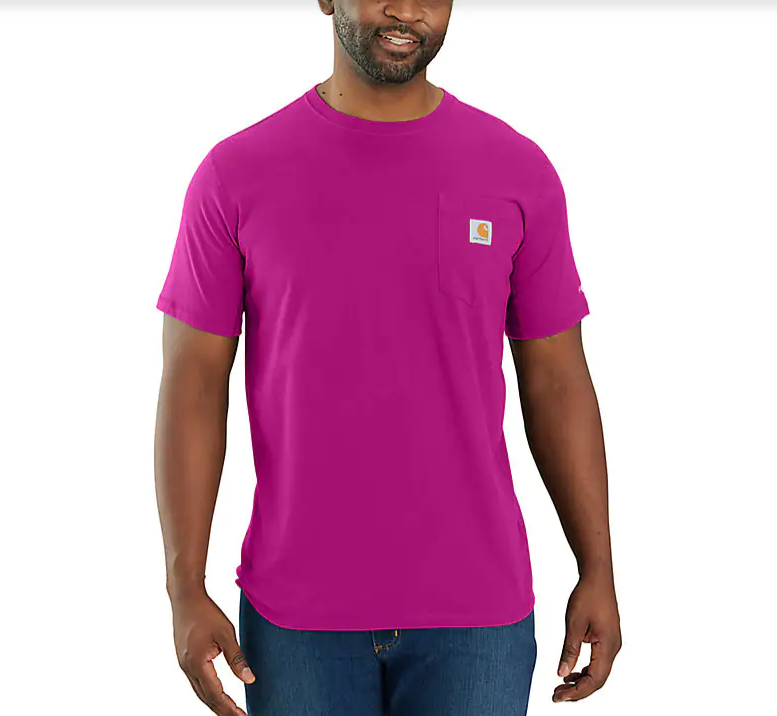 Carhartt Force Relaxed Fit Short Sleeve Pocket Tee (Magenta Agate)
