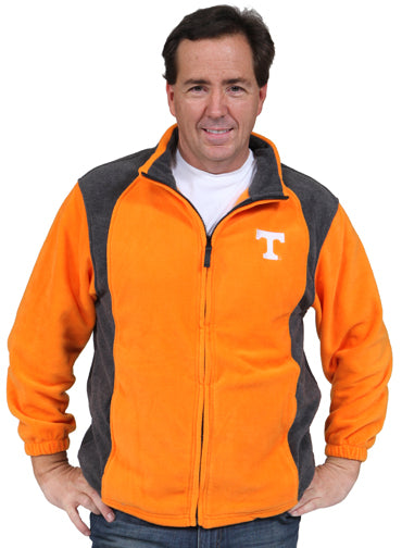 Men's TN (Tall) Full Zip Pieced Polar Fleece Jacket Orange/Charcoal