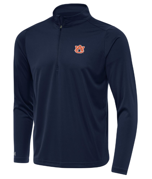 Men's Antigua AU Interlock Tribute Script Quarter Zip (Navy)