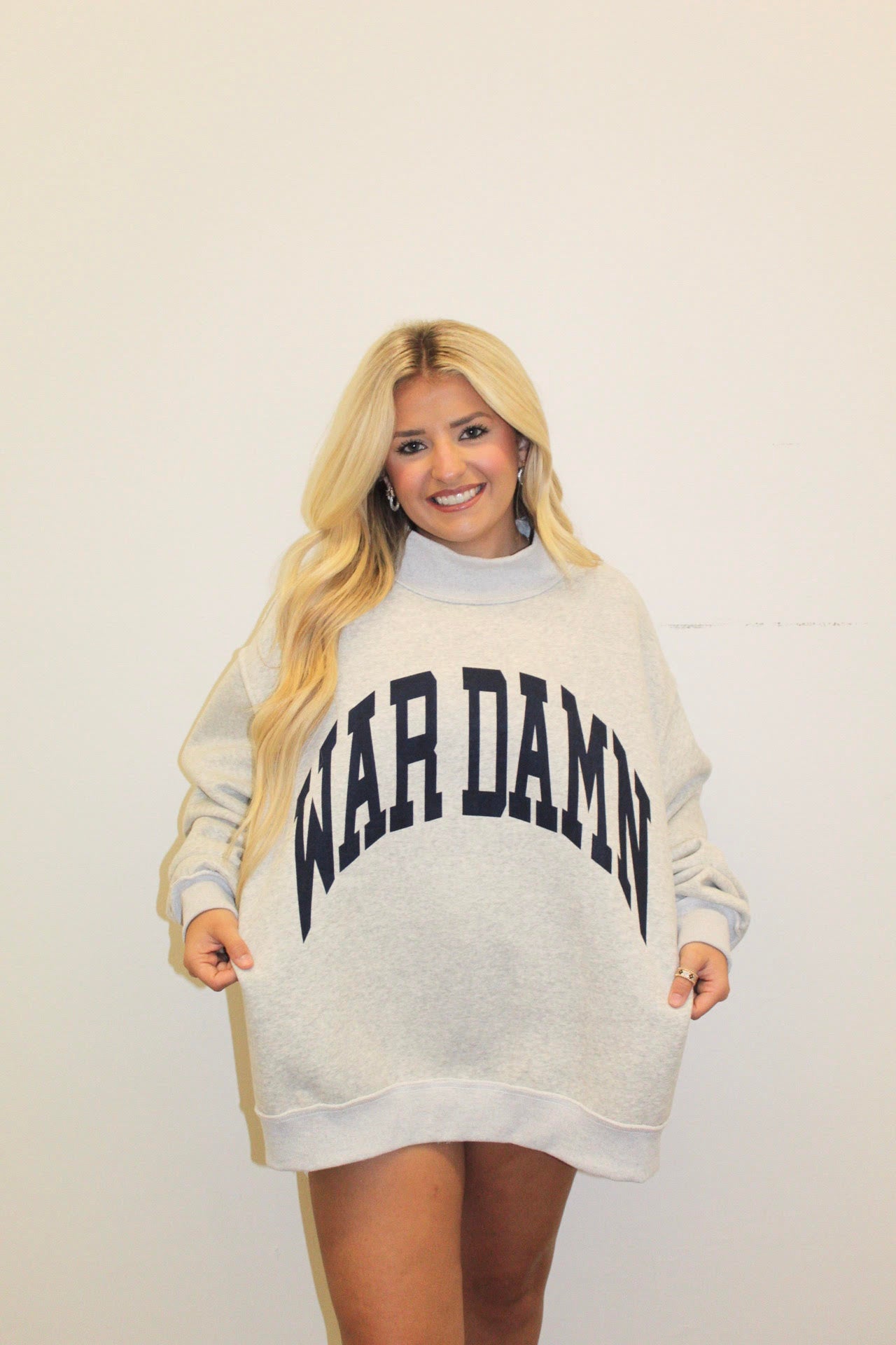 Bucketlist Reversible (WAR DAMN/TIGERS) Mockneck Sweatshirt (Heather Grey/Navy)