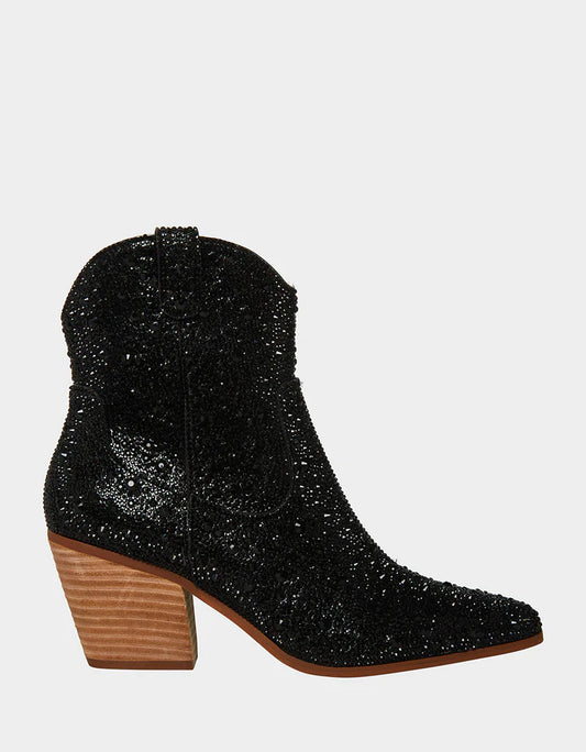 Betsey Johnson Diva Black Rhinestone Bootie